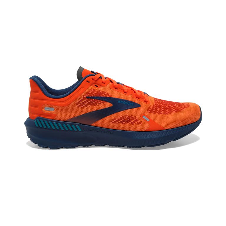 Brooks LAUNCH GTS 9 Lightweight Supportive Road Running Shoes Mens Outlet - Flame/Titan/Crystal Teal